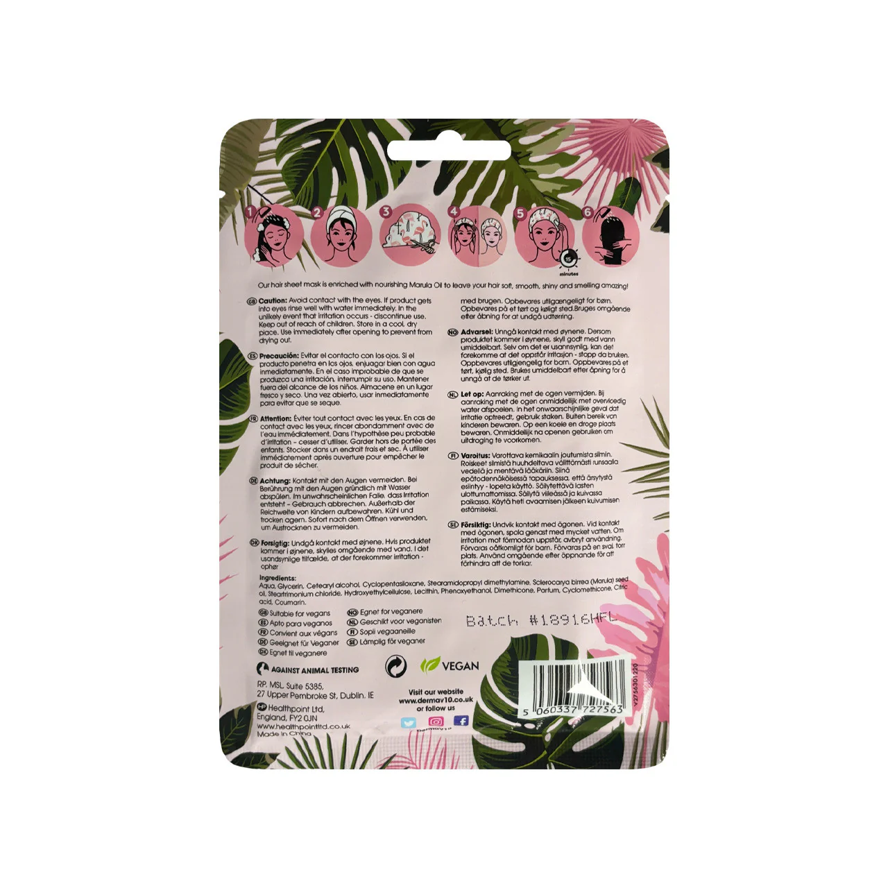 DermaV10 Printed Flamingo Marula Oil Hair Sheet Mask - Image 2