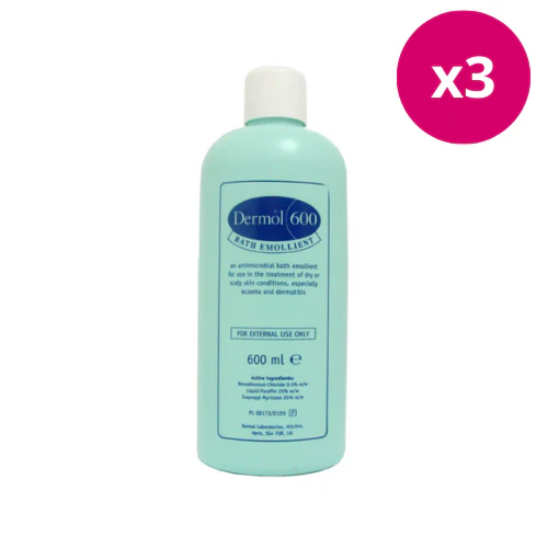 Dermol 600 Bath Emollient 600ml x 3