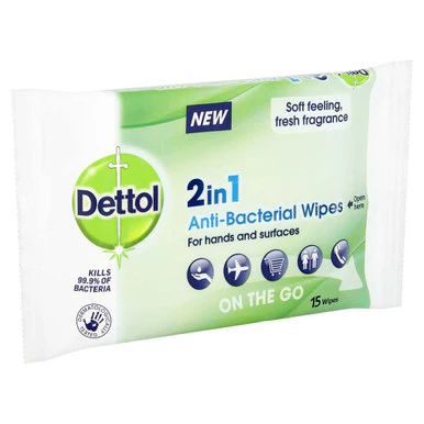 Dettol 2 in 1 Travel Wipes 15 Pack - Image 2
