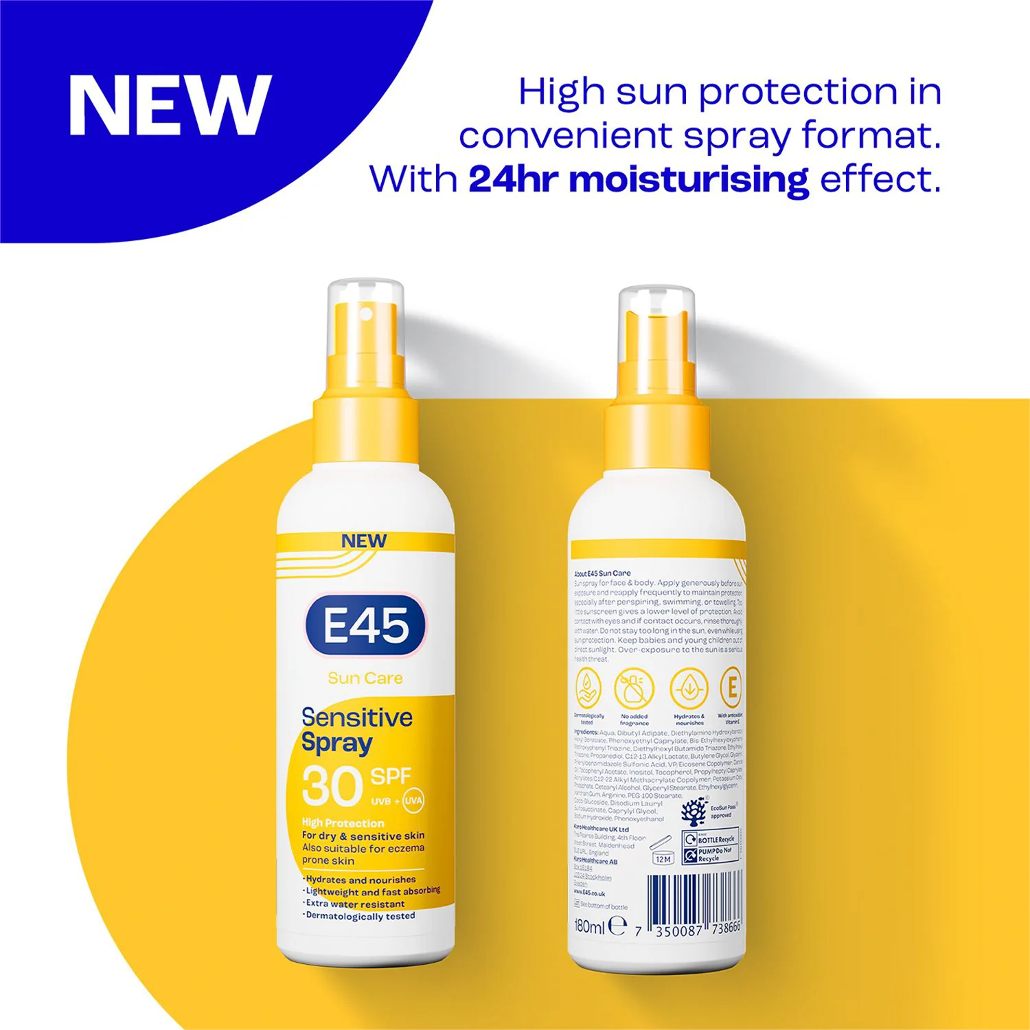 E45 SPF30 Sun Care Sensitive Spray 180ml - Image 2