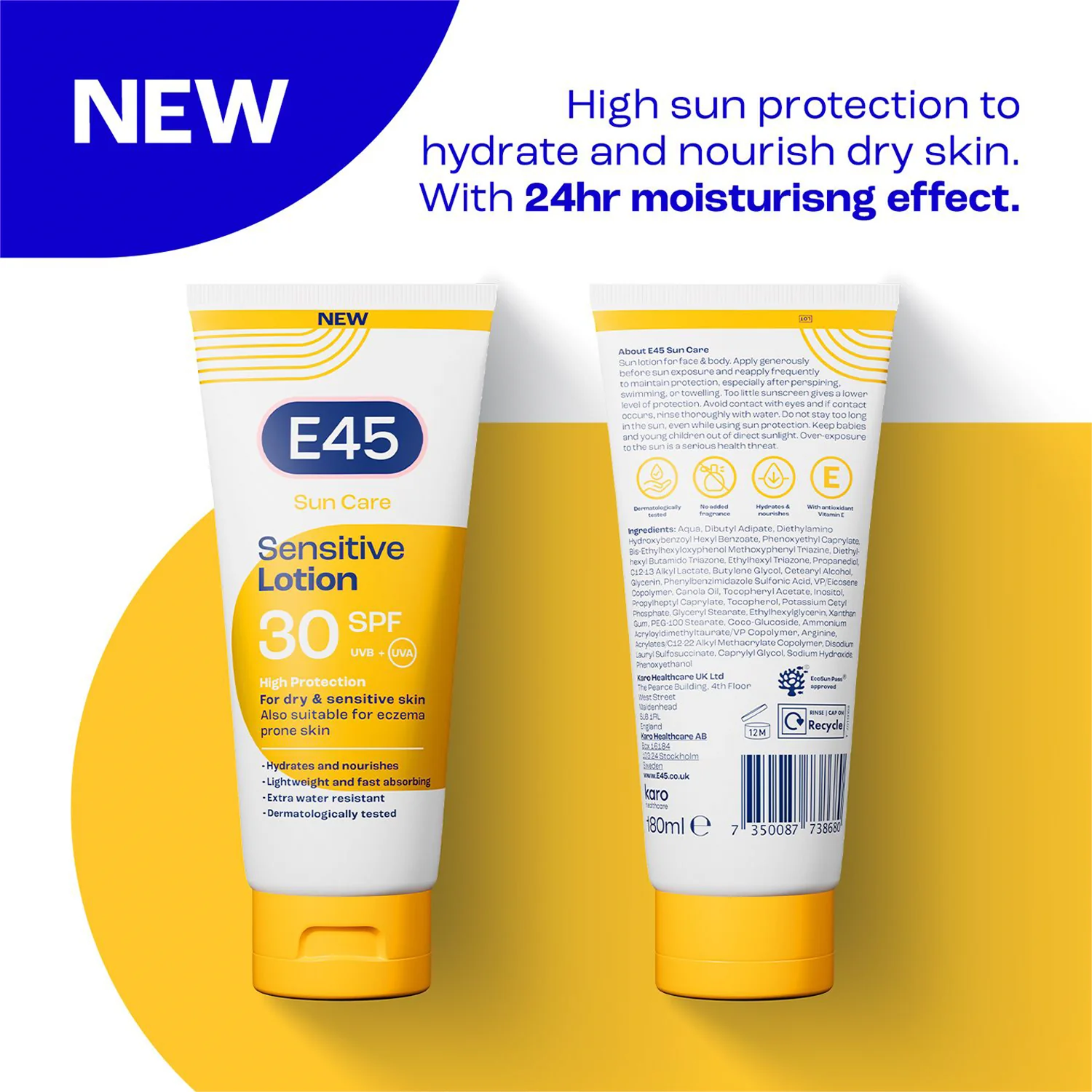 E45 Sun Care SPF30 Sensitive Lotion 180ml - Image 2