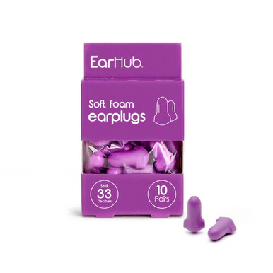 EarHub Sleepwell Premium Soft Foam Earplugs Purple 10 Pairs