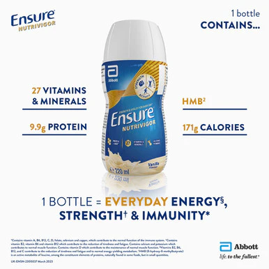 Ensure NutriVigor Nutritonal Shake Ready To Drink Vanilla Flavour 220ml x 12 - Image 3