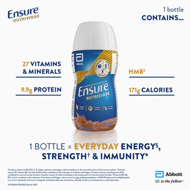Ensure NutriVigor Ready To Drink Nutritonal Shake Chocolate Flavour 220ml x 12 - Image 5