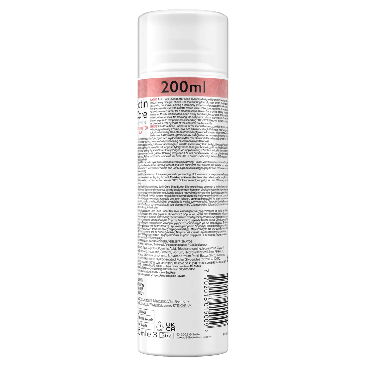 Gillette Venus Satin Care Shaving Gel Dry Skin Shea Butter 200ml - Image 2