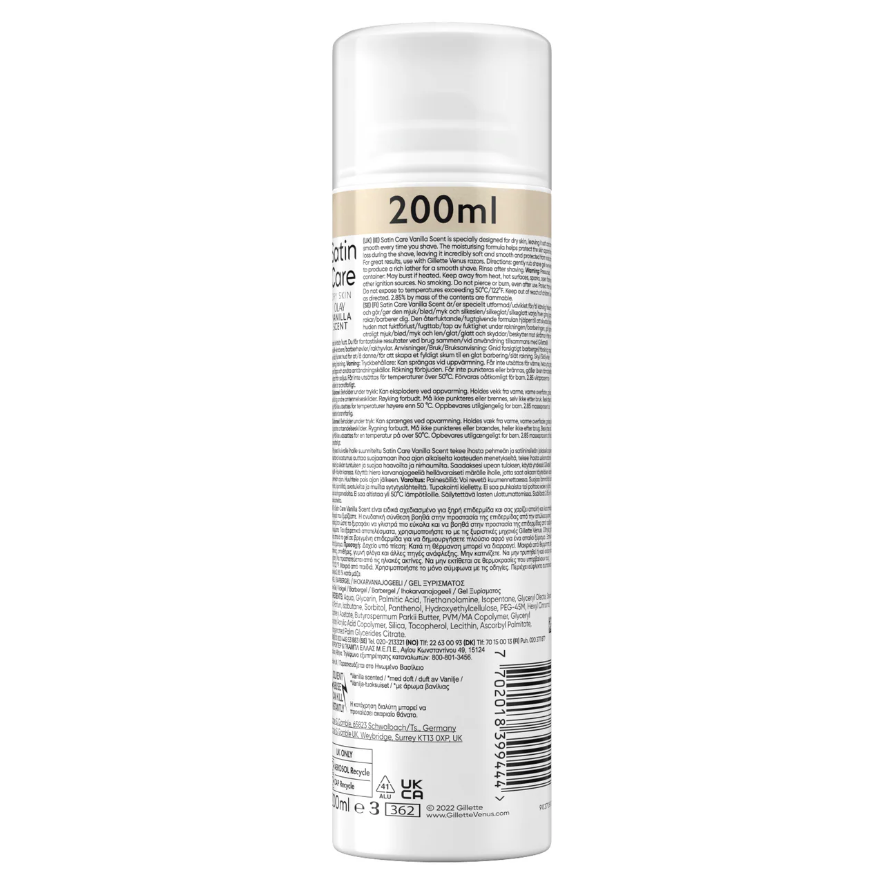 Gillette Venus Satin Care Shaving Gel Dry Skin Vanilla 200ml - Image 3