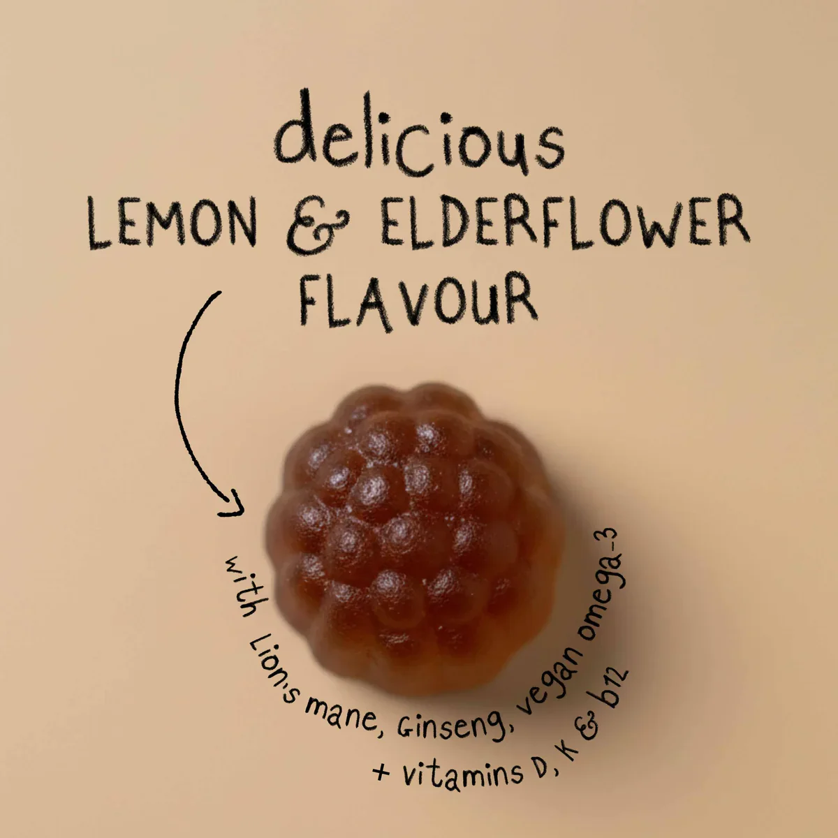 Grass & Co. FOCUS MAX 5000mg Lions Mane Elderflower & Lemon Gummies 60 Gummies - Image 3