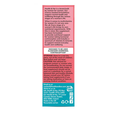Health & Her Multivitamin for Women Taking Hormonal Contraception 60 Capsules - Image 3