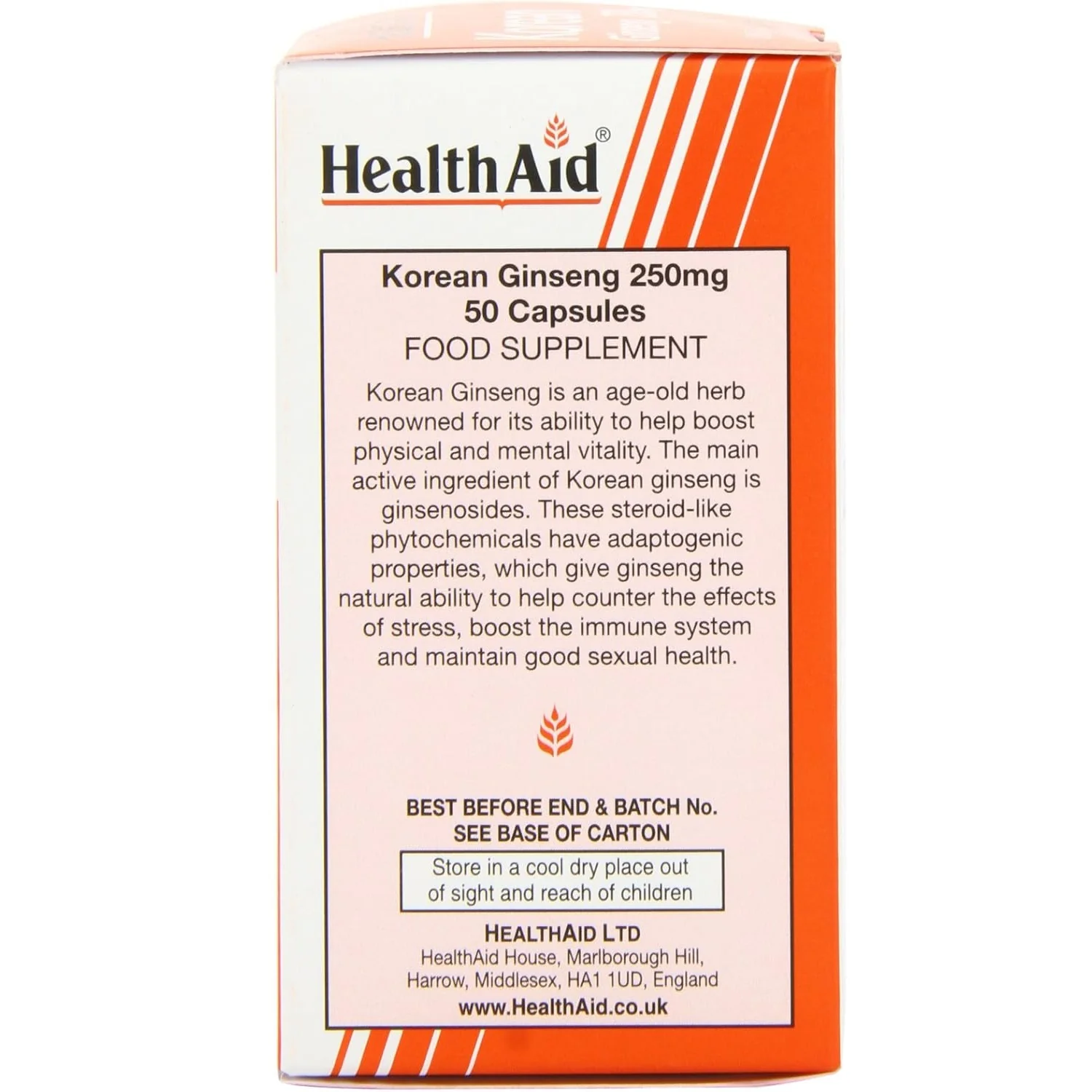 HealthAid Korean Ginseng 250mg Capsules 50s x3 - Image 3