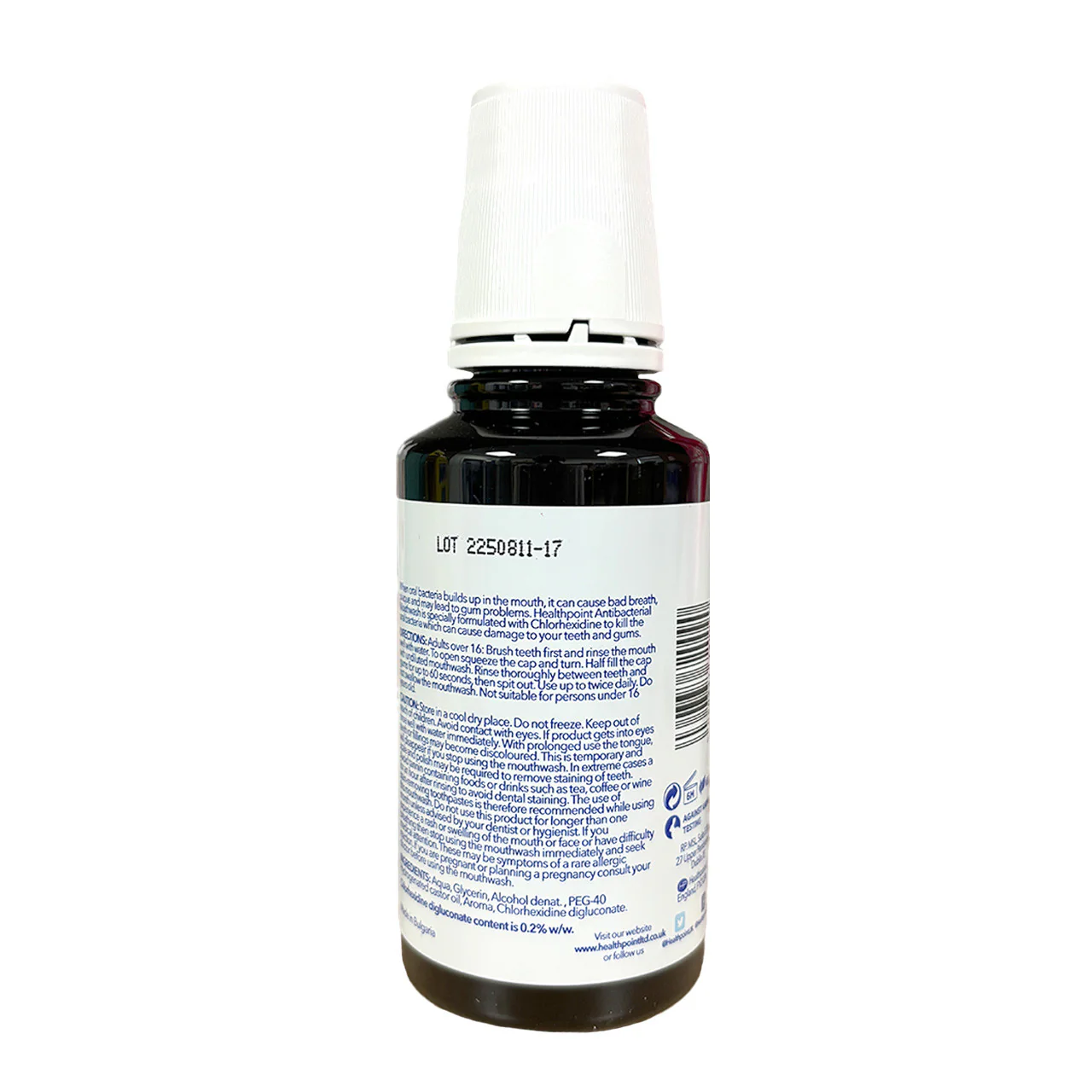Healthpoint Antibacterial Peppermint Chlorhexidine (Alcohol) Mouthwash 200ml - Image 2