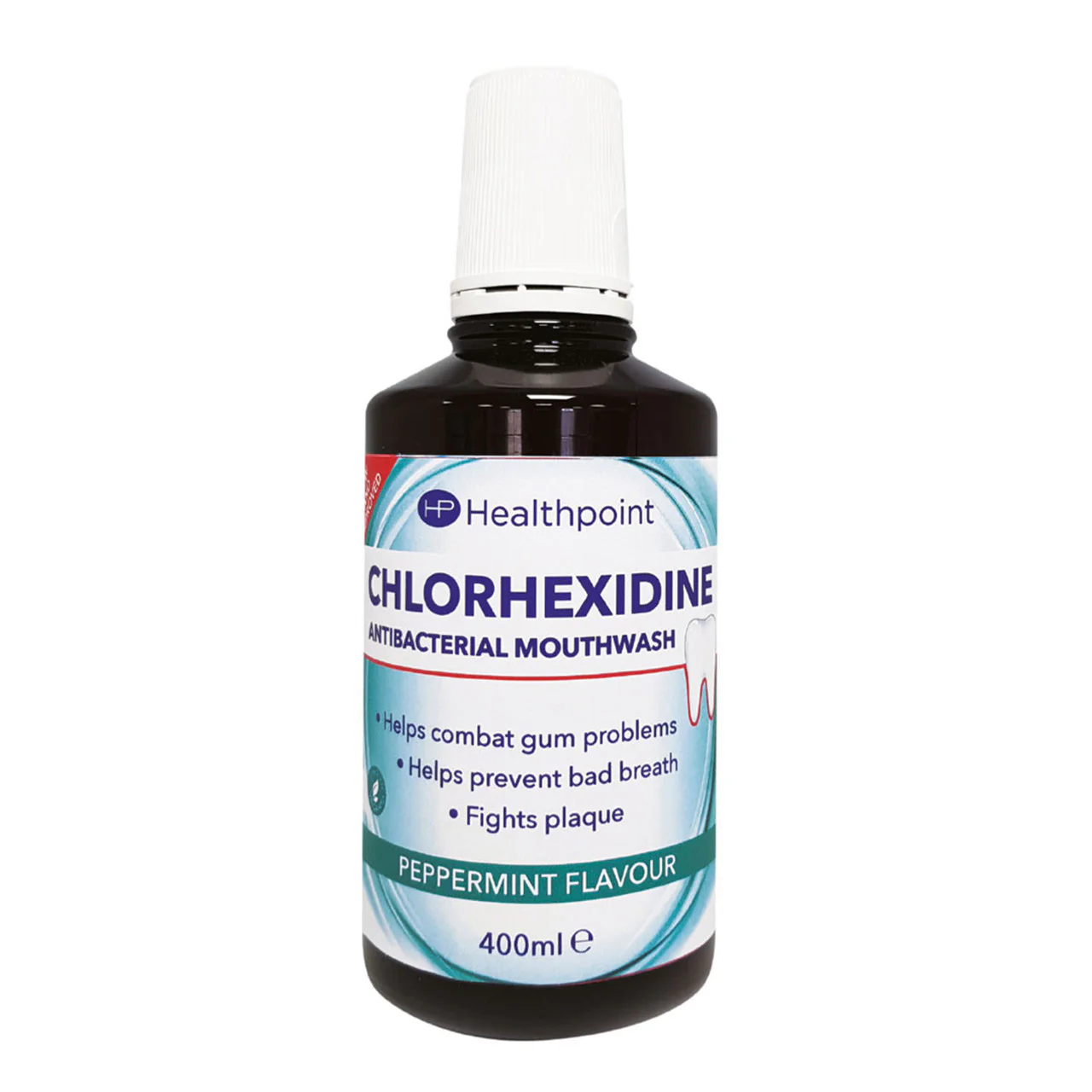 Healthpoint Antibacterial Peppermint Chlorhexidine (Alcohol) Mouthwash 400ml