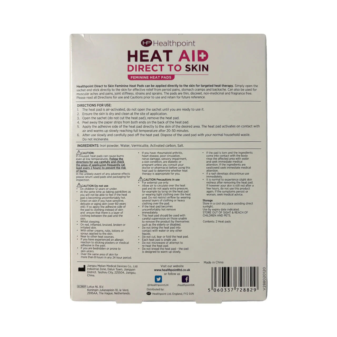Healthpoint Heat Aid Feminine Direct to Skin Pad 2 Pack - Image 2
