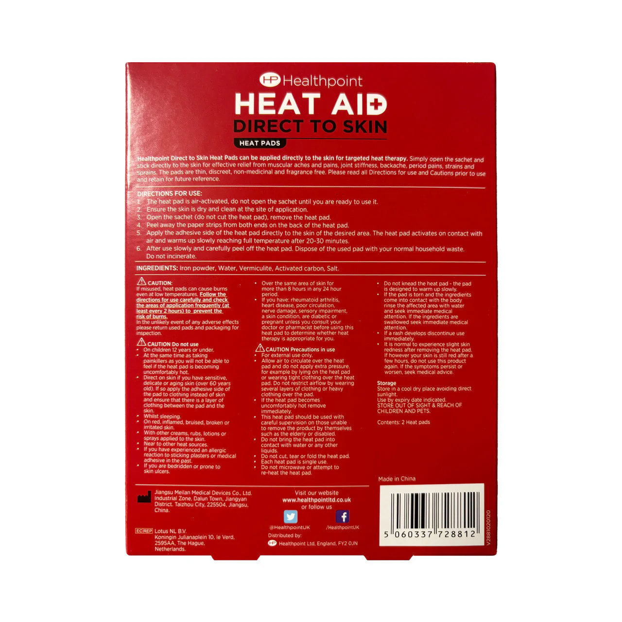 Healthpoint Heat Aid Direct to Skin Pad 2 Pack - Image 2