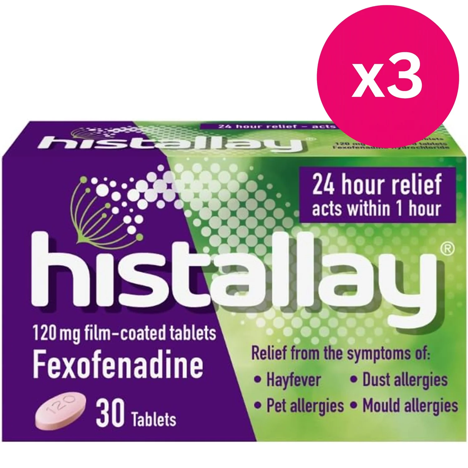 Histallay 120mg 30 Tablets x3
