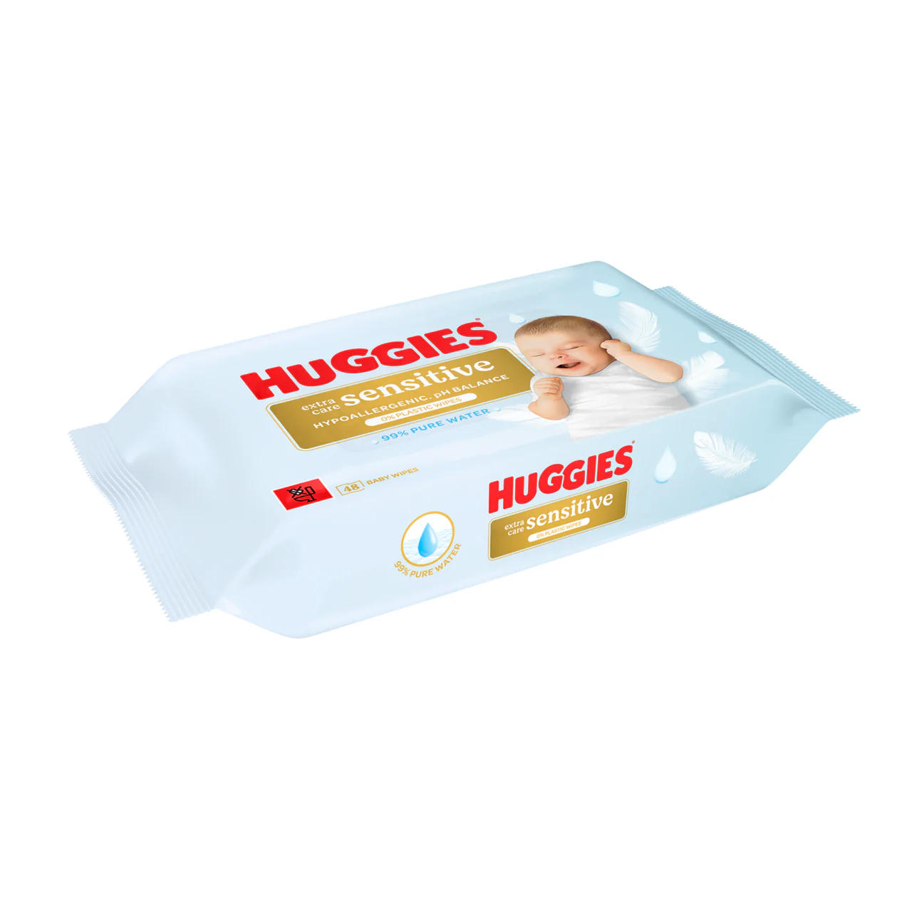 Huggies Pure Extra Sensitive Plastic Free Baby Wipes 48 Wipes - Image 2
