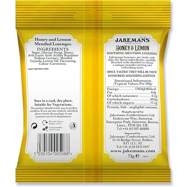 Jakemans Lozenges Honey & Lemon 73g - Image 2