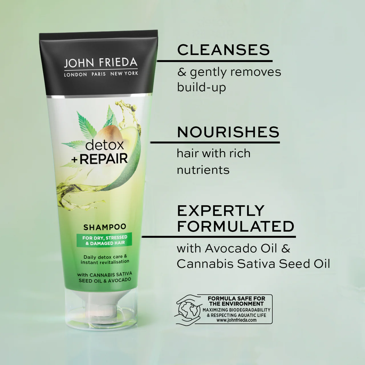 John Frieda Detox & Repair Dry Hair Shampoo 250ml - Image 3