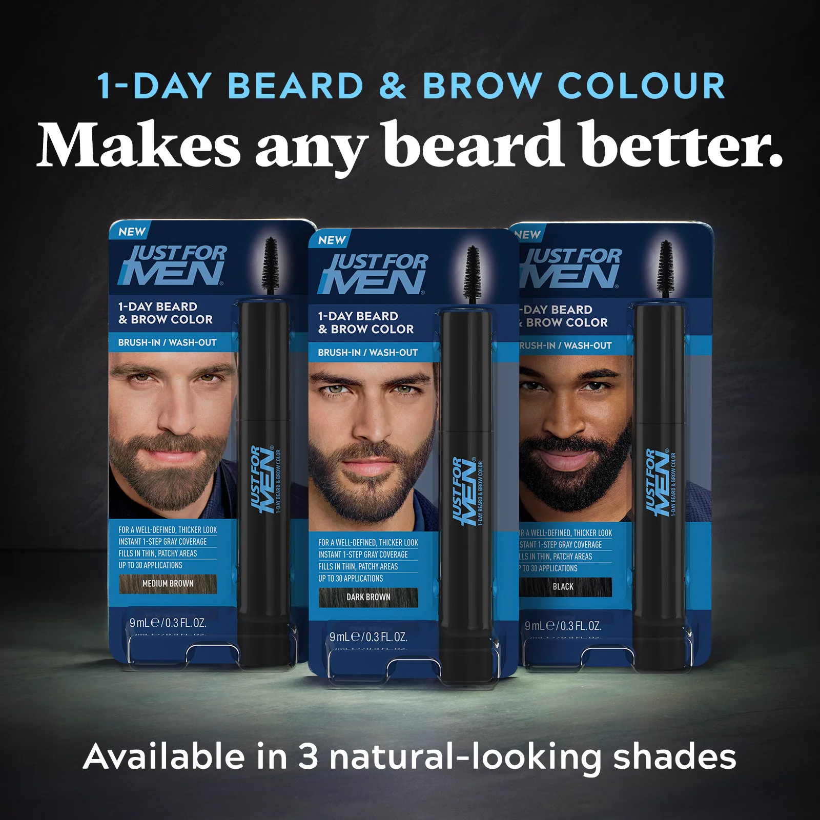Just For Men 1-Day Beard & Brow Colour Medium Brown 9ml - Image 6