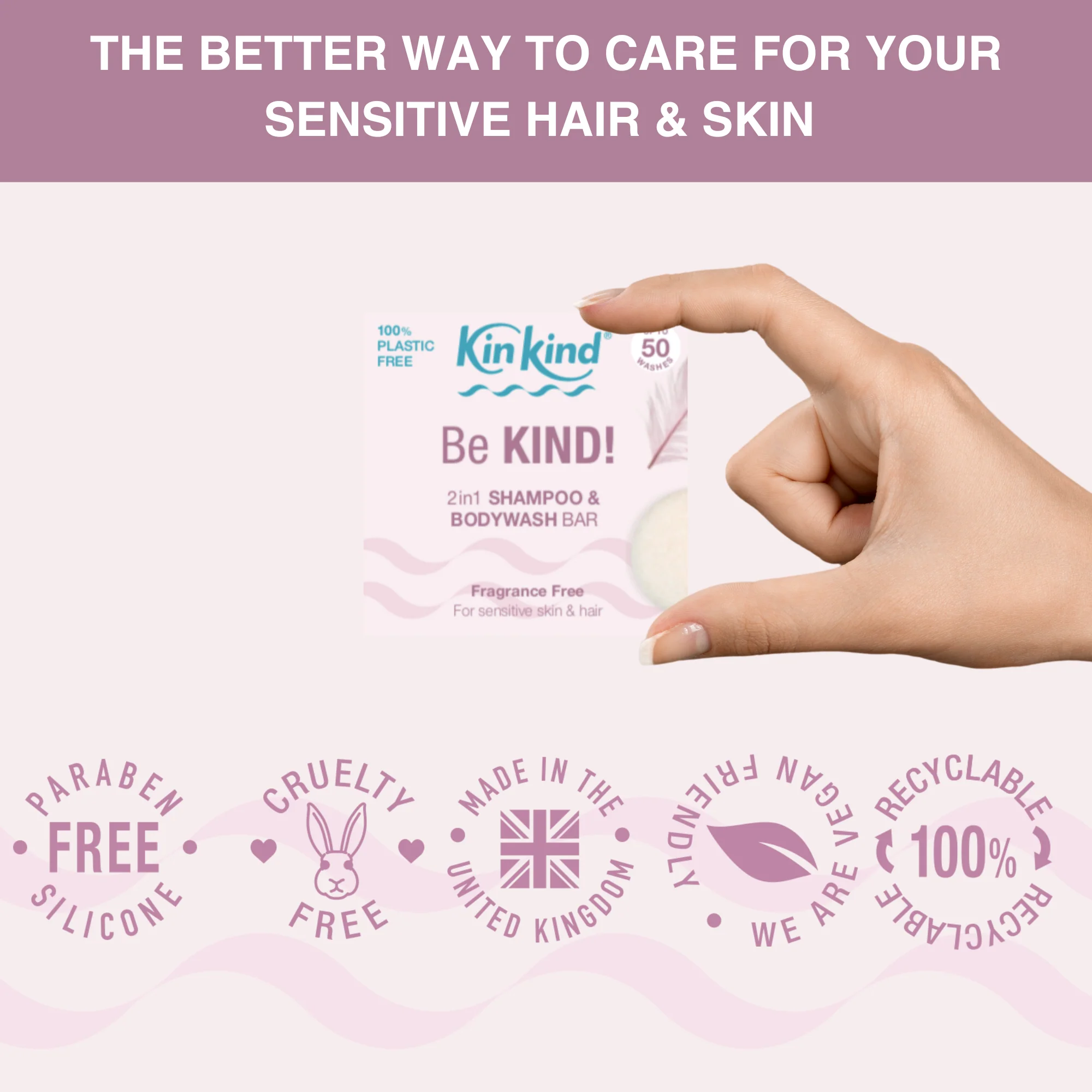 KinKind Be KIND! 2in1 Shampoo & Body Wash Bar Fragrance Free 50g - Image 4