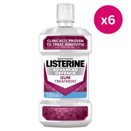 Listerine Advanced Defence Gum Treatment Mouthwash Crisp Mint 500ml x 6