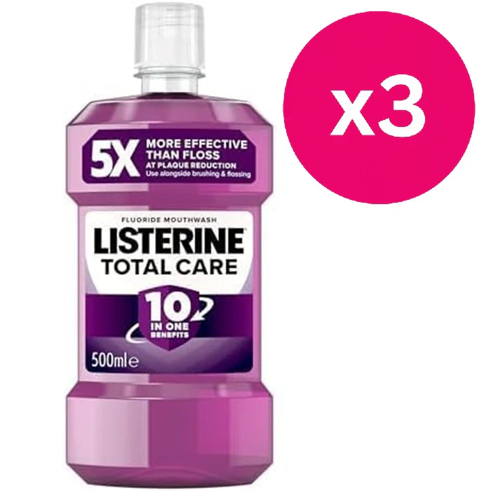 Listerine Total Care Mouthwash Clean Mint 500ml x3