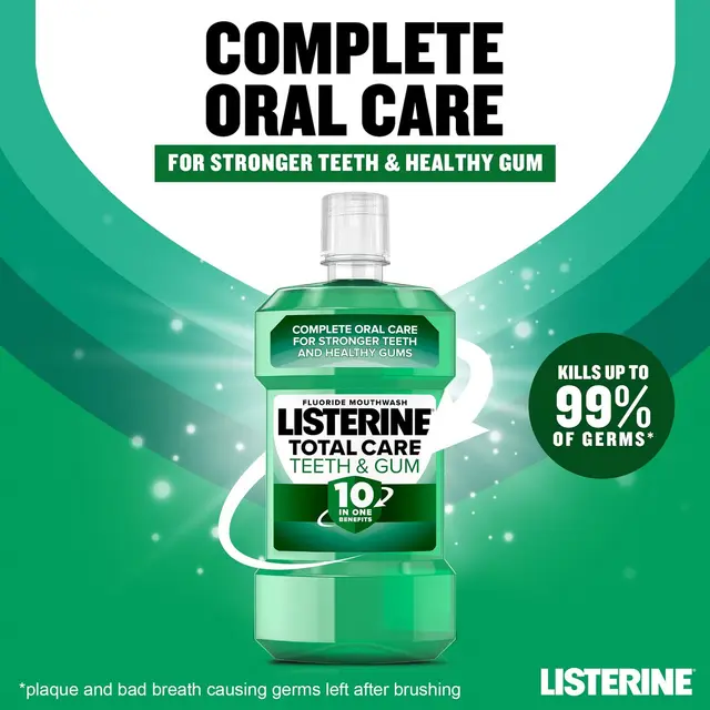 Listerine Total Care Teeth & Gum Defence Mouthwash Fresh Mint 500ml - Image 5