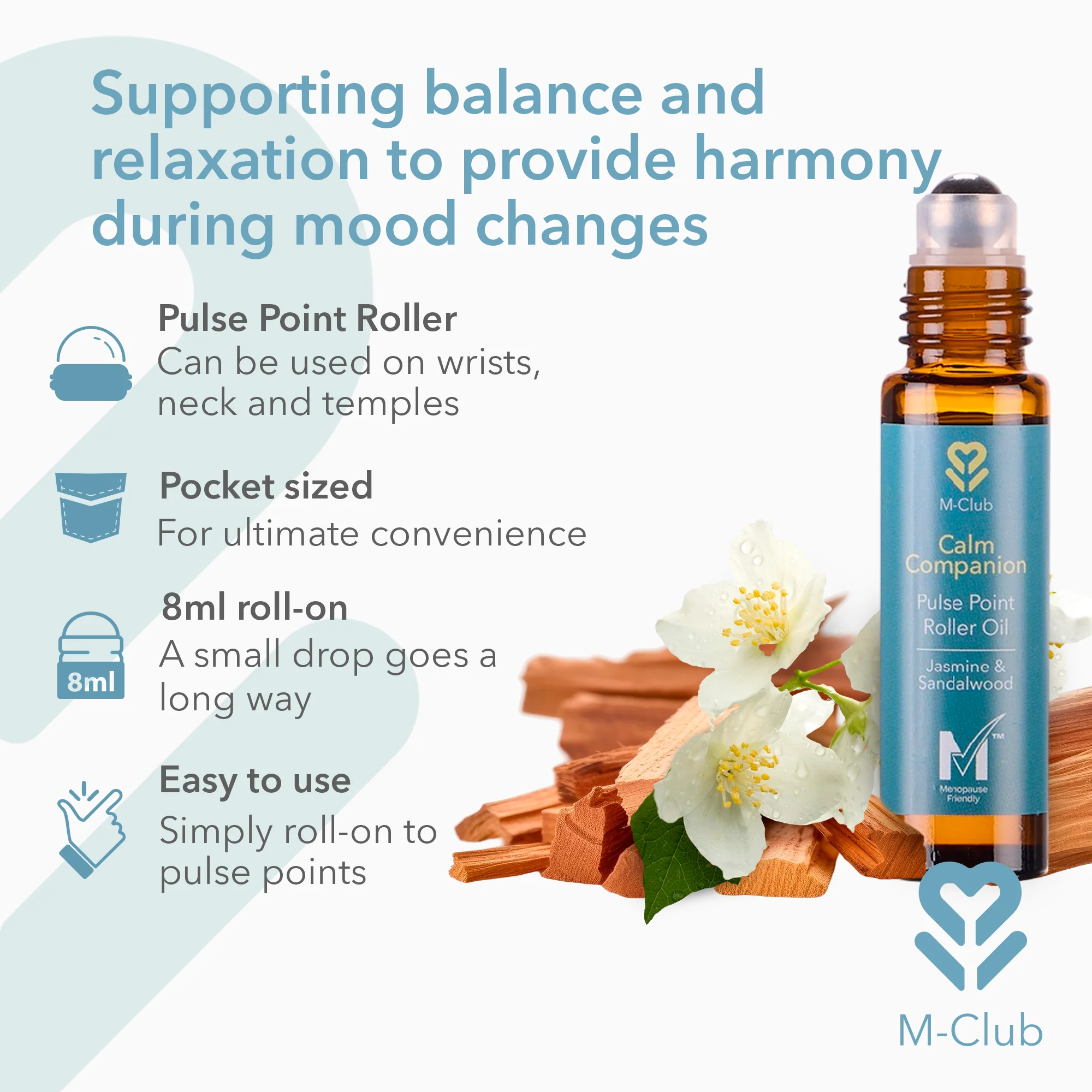 M-Club Calm Companion Pulse Point Roller Oil 8ml - Image 3
