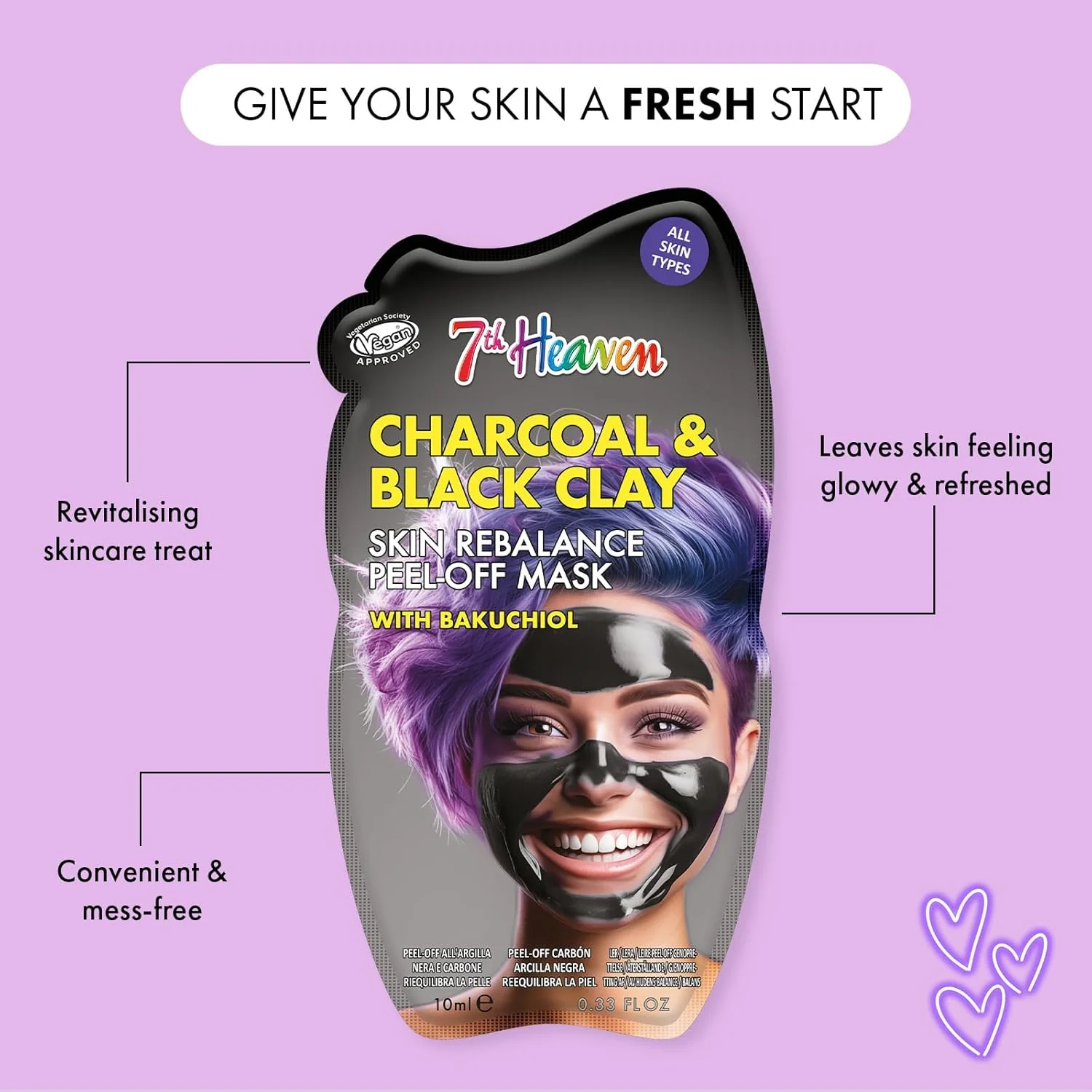 Montagne Jeunesse Charcoal Clay Peel-Off Face Mask with Bakuchiol 10ml - Image 2