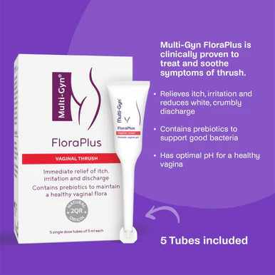 Multi-Gyn FloraPlus Vaginal Thrush Treatment Gel 5 x 5ml Tubes - Image 2