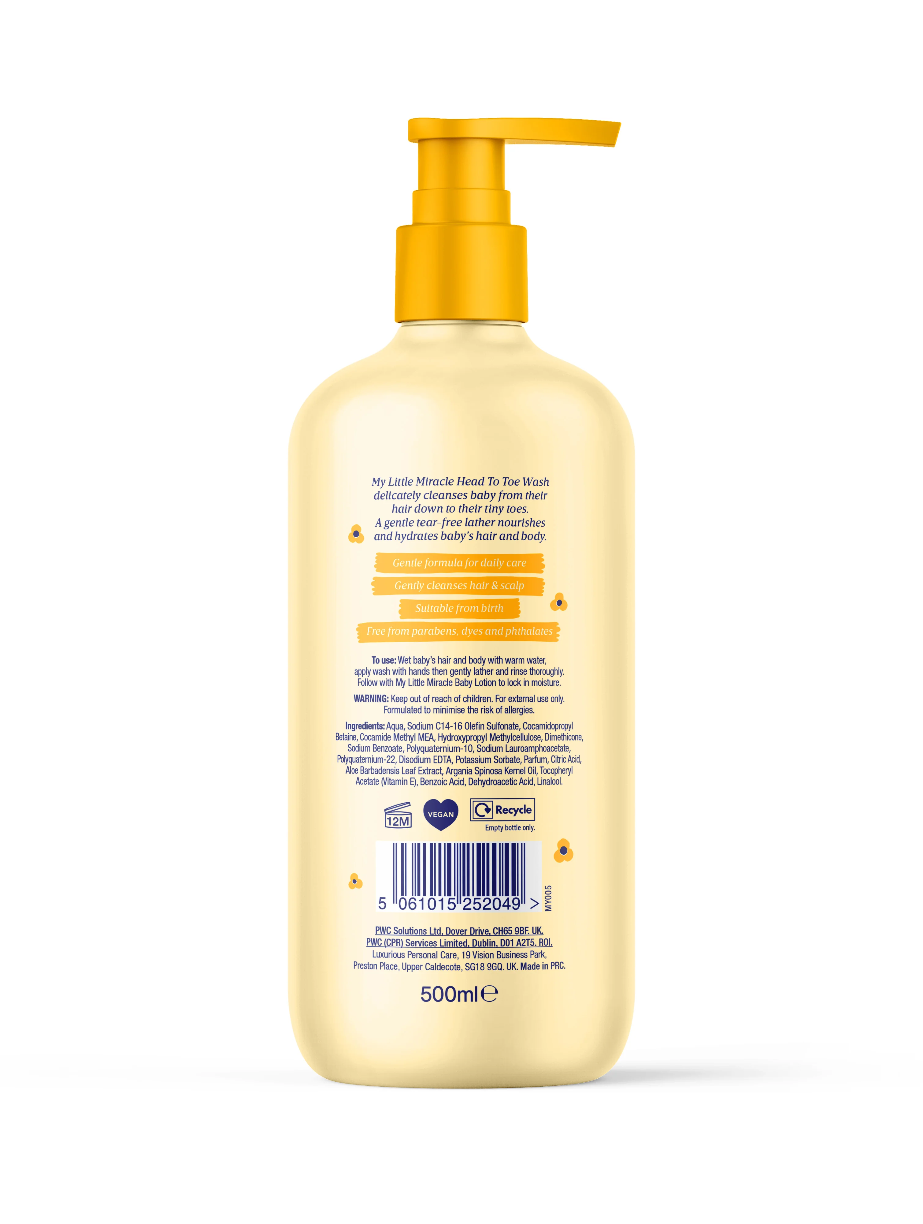 My Little Miracle Baby Wash Top to Toe & Pump 500ml - Image 2