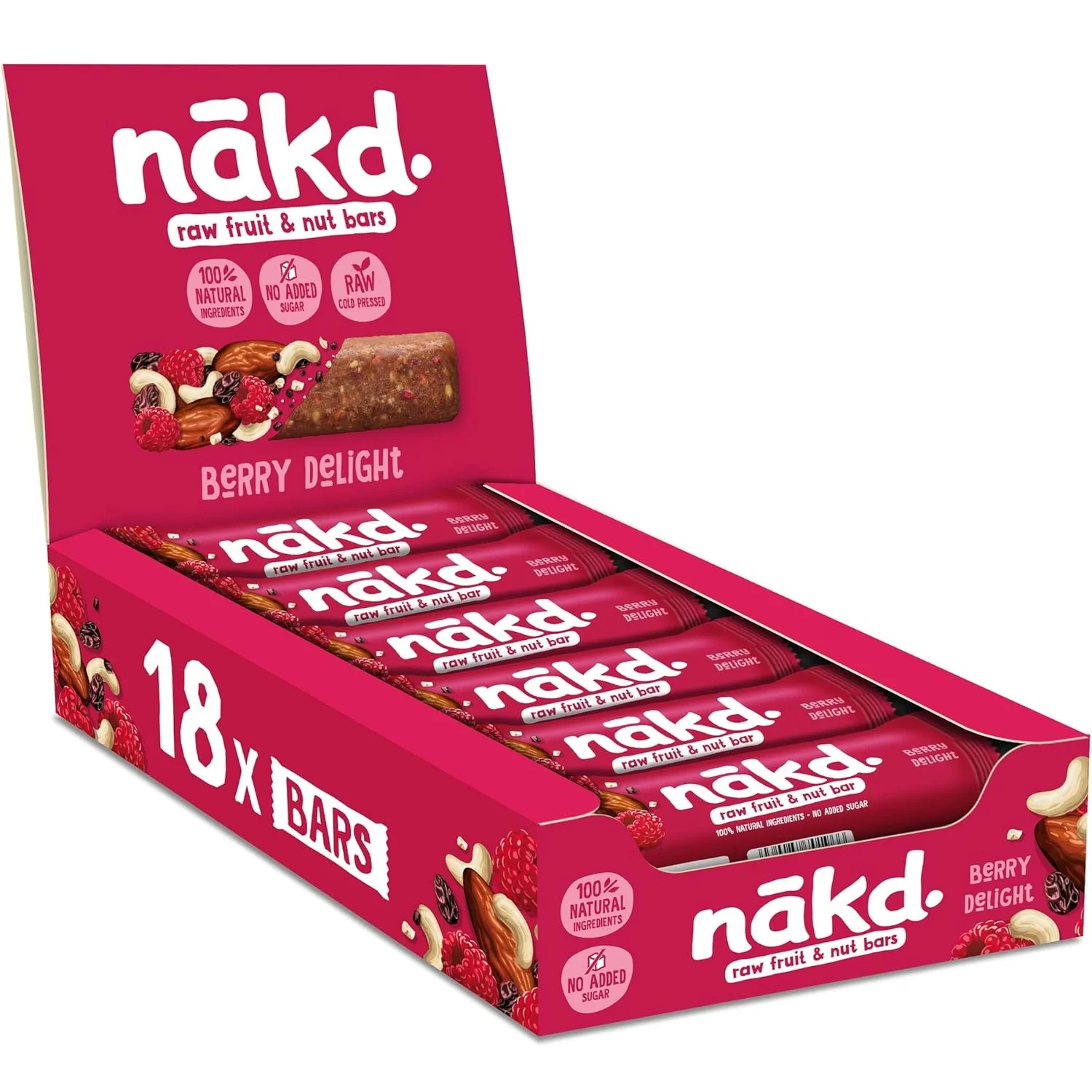 Nakd. Raw Fruit & Nut Bars Berry Delight 18x35g