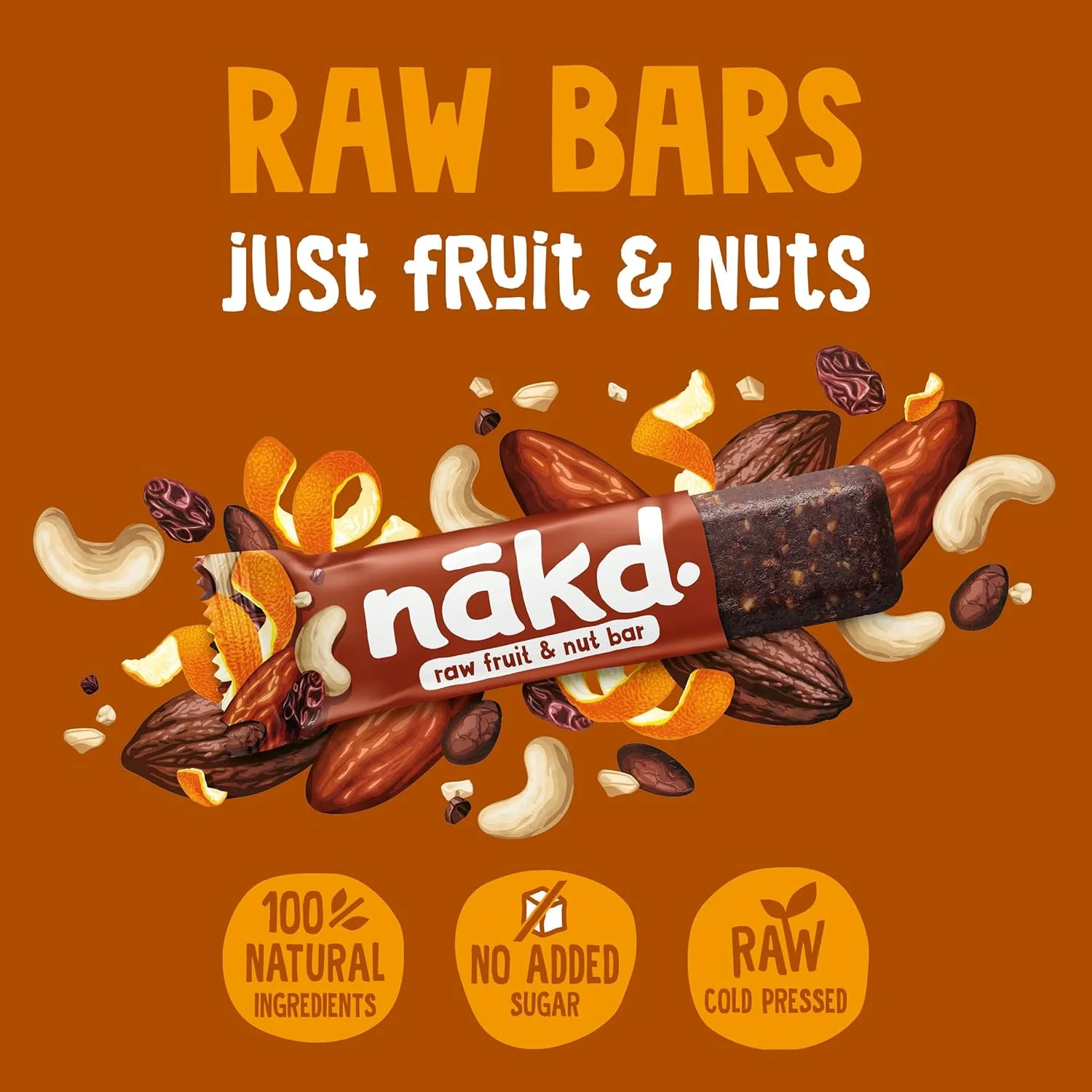 Nakd. Raw Fruit & Nut Bars Cocoa Orange 18x35g - Image 4