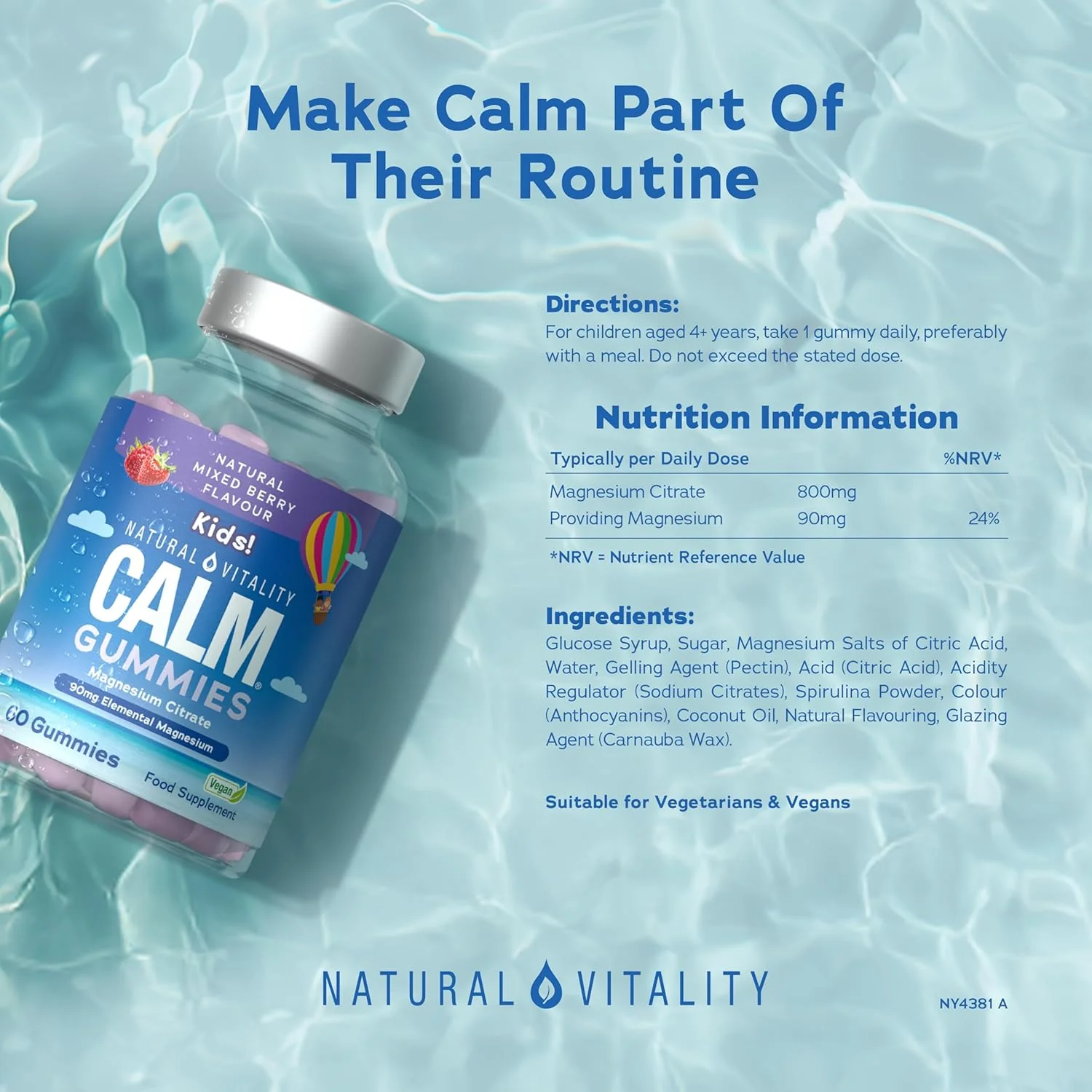 Natural Vitality Calm Kids Magnesium 90mg 60 Vegan Gummies - Image 4