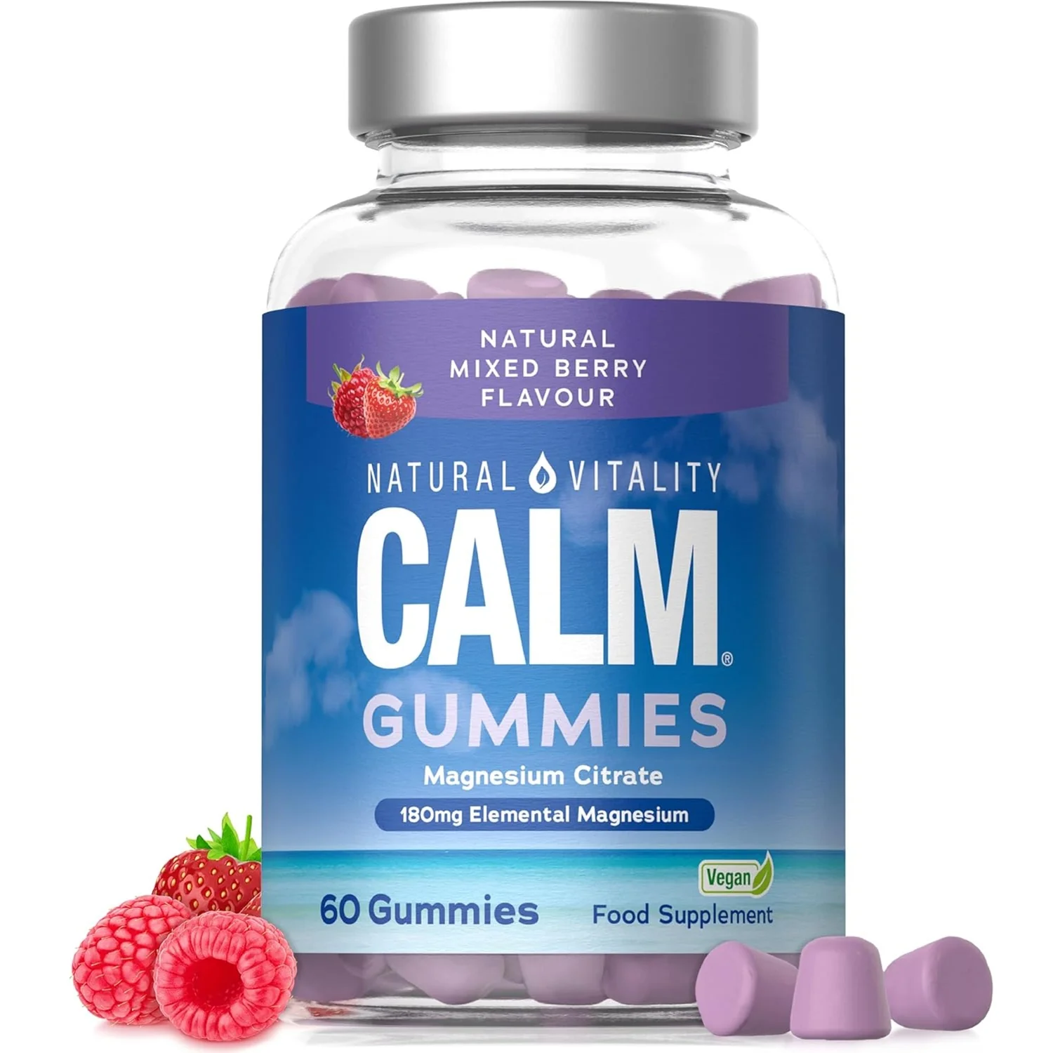 Natural Vitality Calm Magnesium 180mg 60 Vegan Gummies