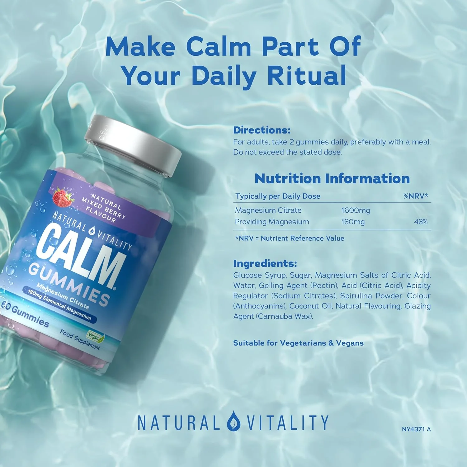 Natural Vitality Calm Magnesium 180mg 60 Vegan Gummies - Image 4