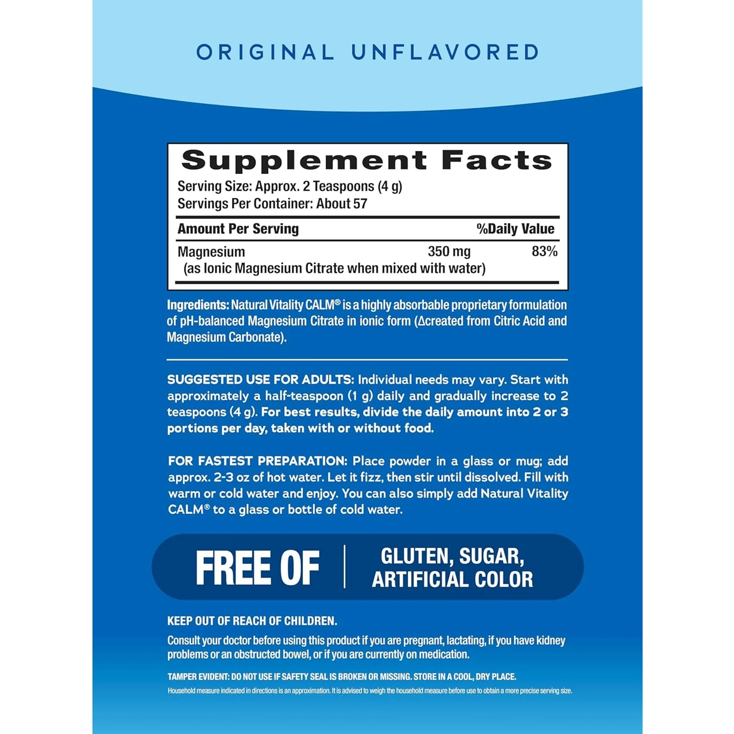 Natural Vitality Calm Relaxing Drink Mix Original Unflavoured 200g - Image 2
