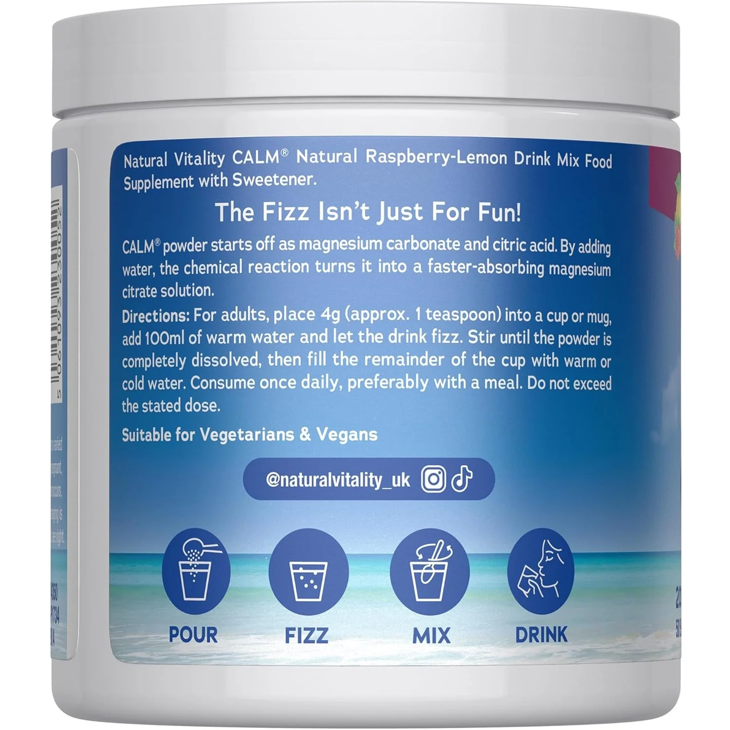Natural Vitality Calm Relaxing Drink Mix Raspberry Lemon Flavour 200g - Image 12