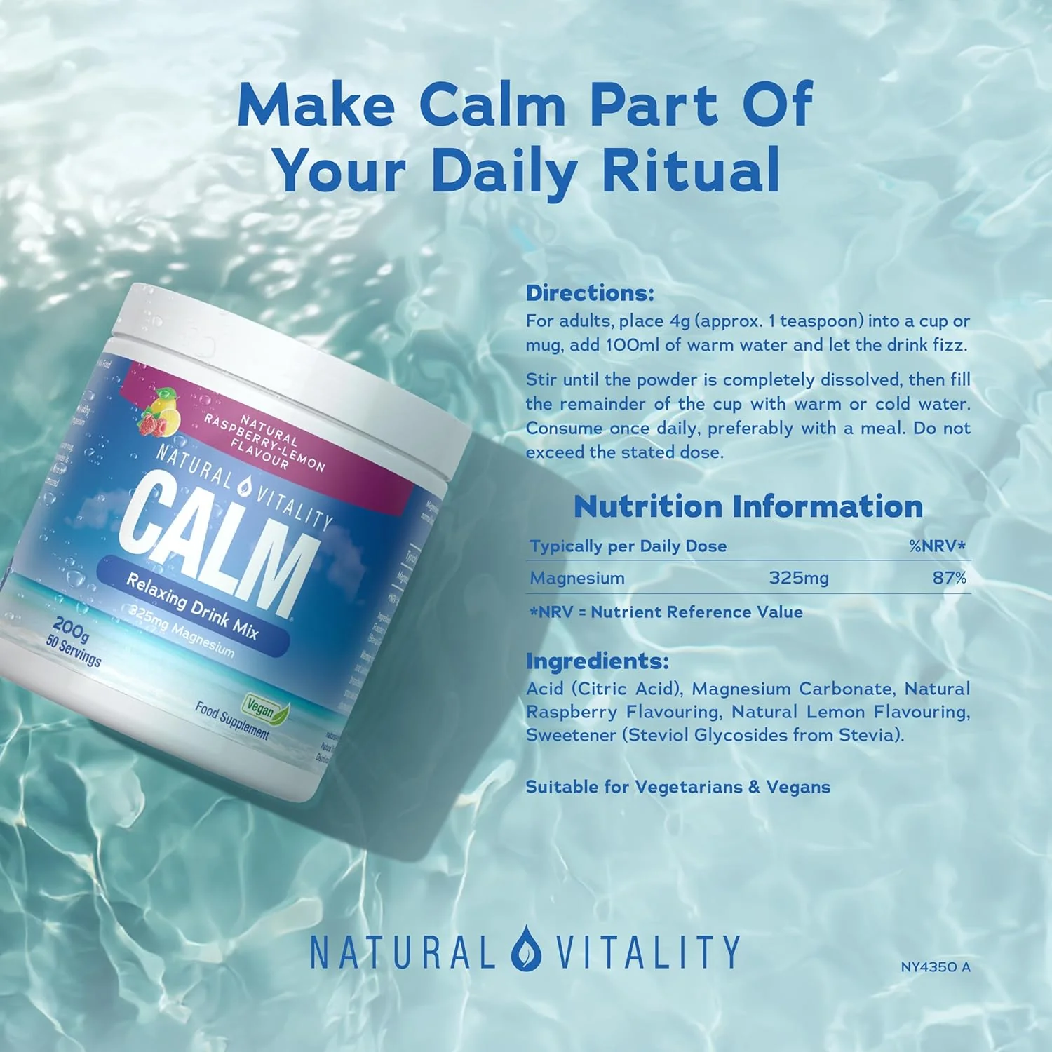 Natural Vitality Calm Relaxing Drink Mix Raspberry Lemon Flavour 200g - Image 5
