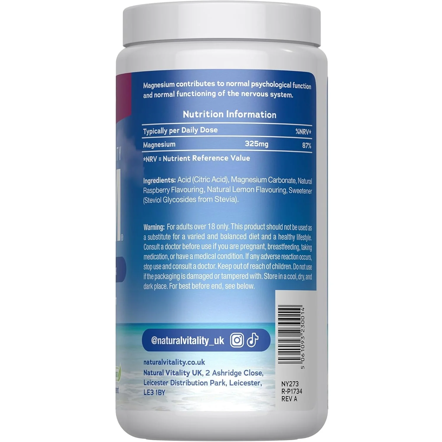 Natural Vitality Calm Relaxing Drink Mix Raspberry Lemon Flavour 400g - Image 11