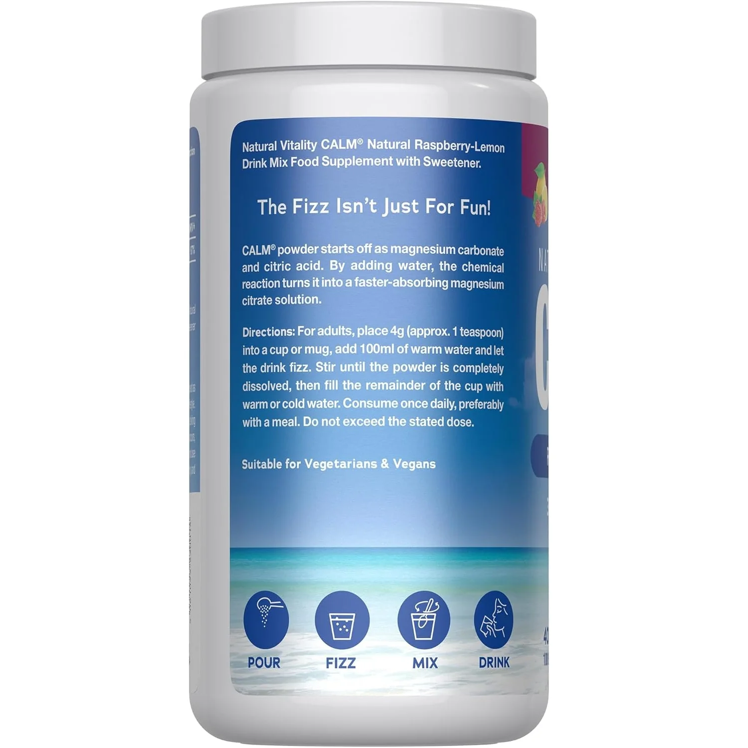 Natural Vitality Calm Relaxing Drink Mix Raspberry Lemon Flavour 400g - Image 12