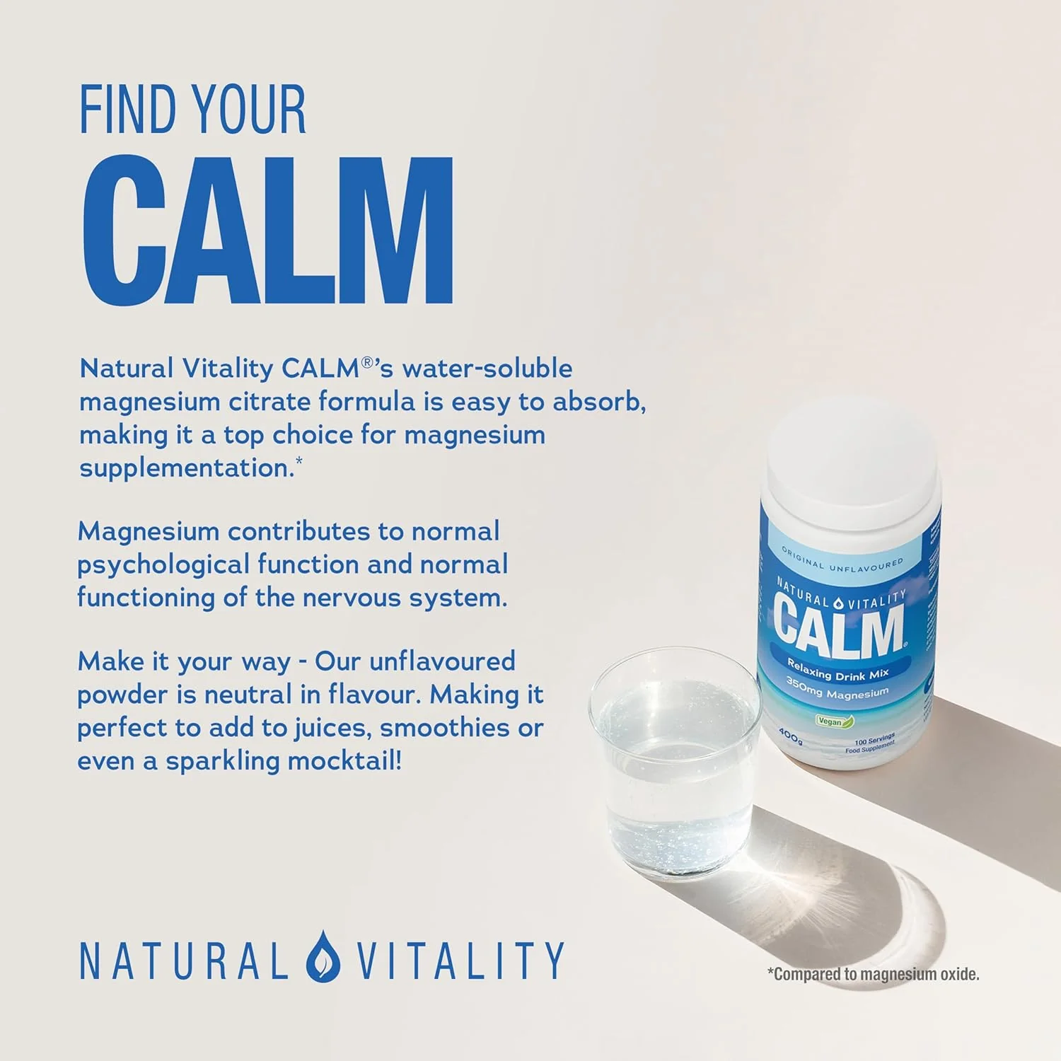 Natural Vitality Calm Relaxing Drink Mix Unflavoured 400g - Image 2