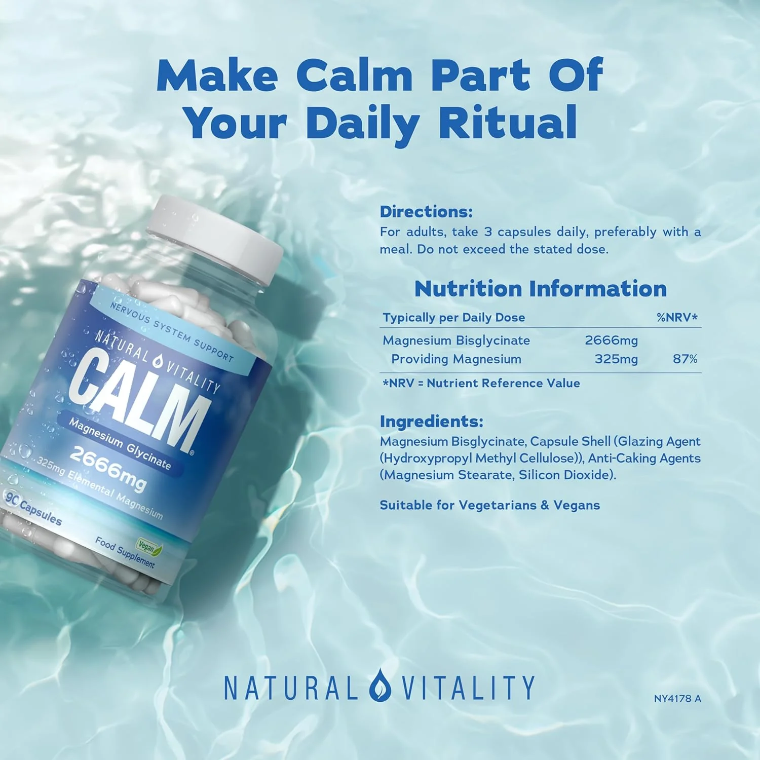Natural Vitality Magnesium Glycinate 2660mg 90 Capsules - Image 4