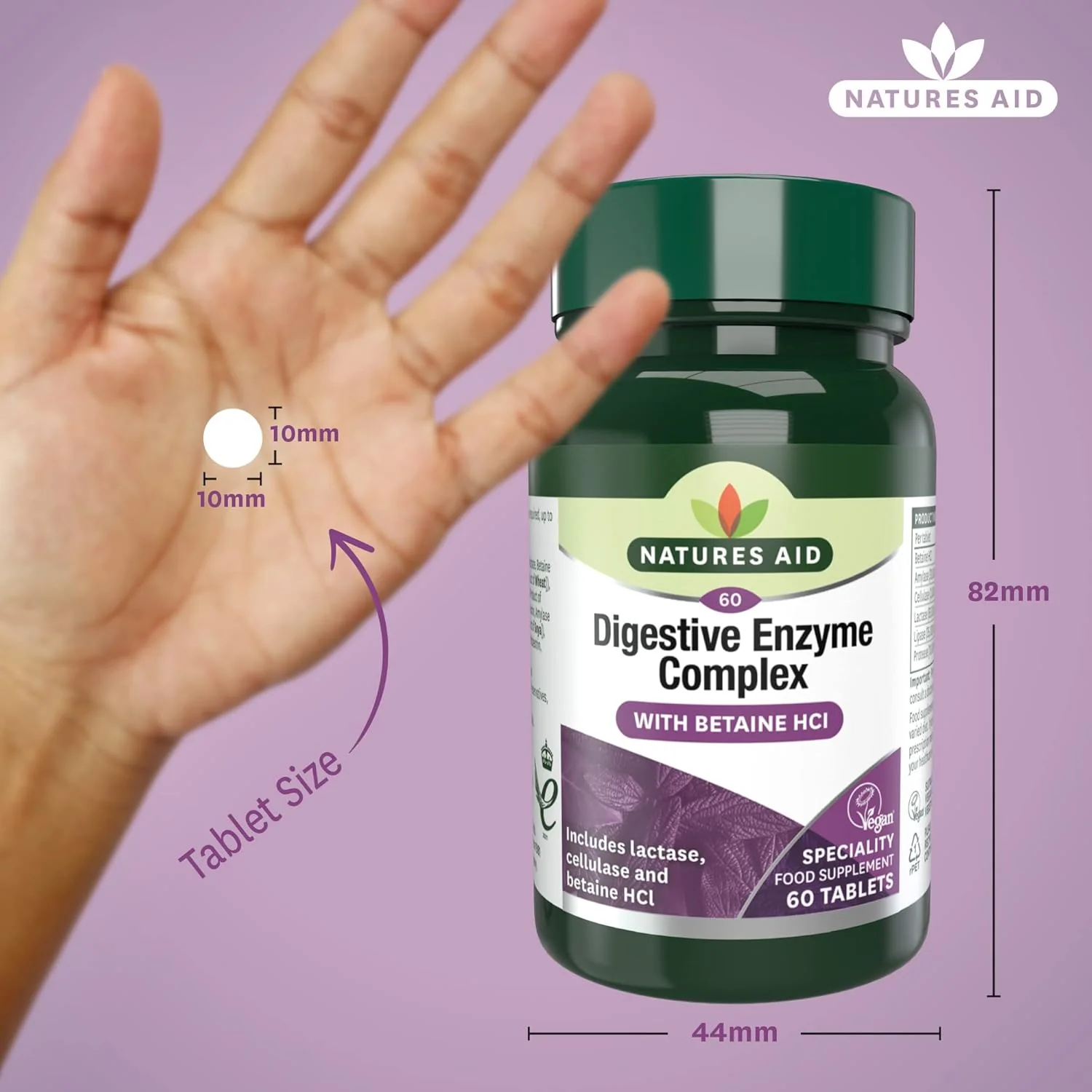 Natures Aid Digestive Enzyme Complex (with Betaine HCI) 60 Tablets - Image 4