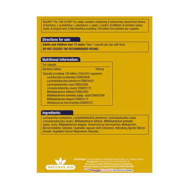 Natures Aid Pro-100 Ultra (100 Billion Bacteria) 30 Capsules - Image 2