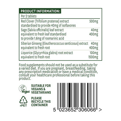Natures Aid Red Clover Complex with Sage, Siberian Ginseng & Liquorice 60 Tablets - Image 3