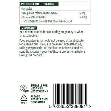 Natures Aid Sage Leaf 50mg 90 Tablets - Image 3