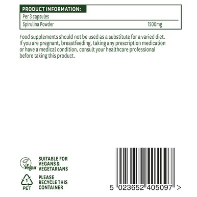 Natures Aid Spirulina 500mg 90 Capsules - Image 3