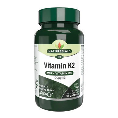 Natures Aid Vitamin K2 (100ug) MenaQ7 (with Vitamin D3) 30 Capsules