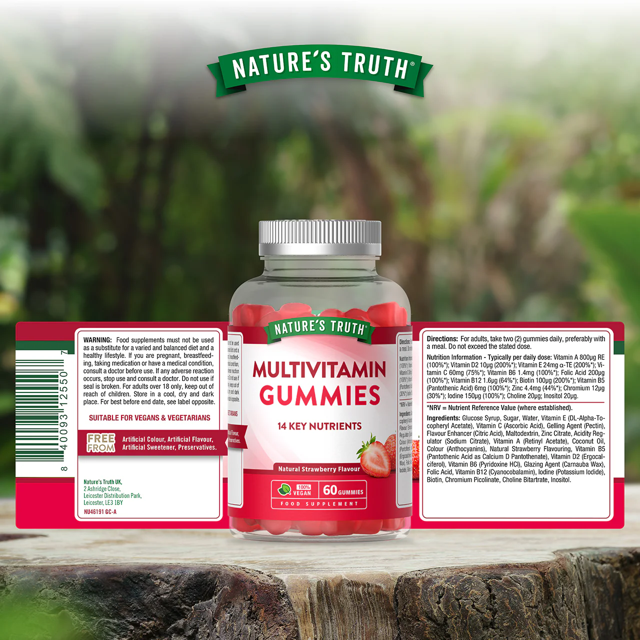 Nature's Truth Adult Multivitamin 60 Vegan Gummies Strawberry Flavour - Image 6