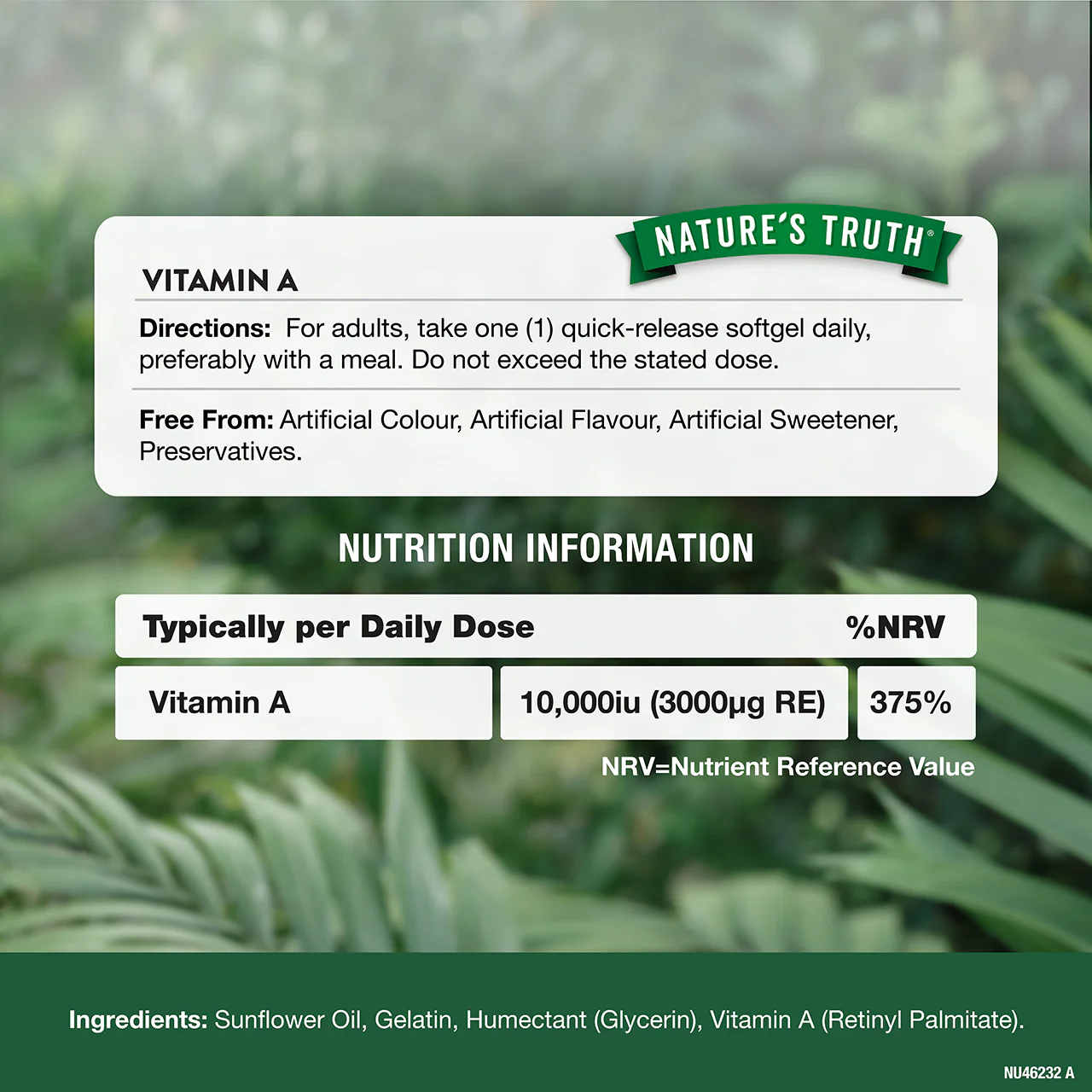Nature's Truth High Strength Vitamin A 10,0000iu 60 Softgels - Image 3
